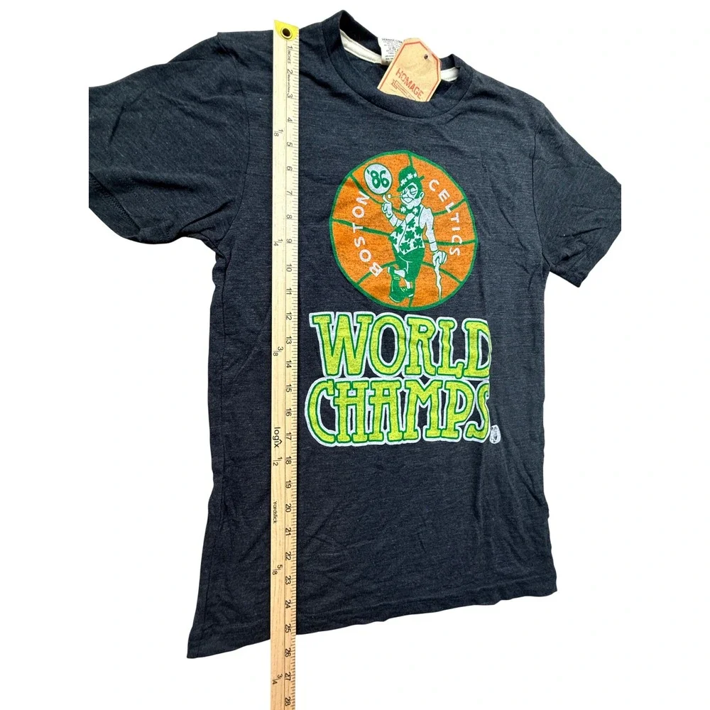 Homage Boston Celtics 1986 World Champs T-Shirt Mens Small NWT Charcoal Gray NBA